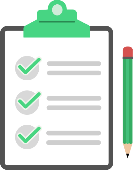 Illustration of a clipboard and pencil